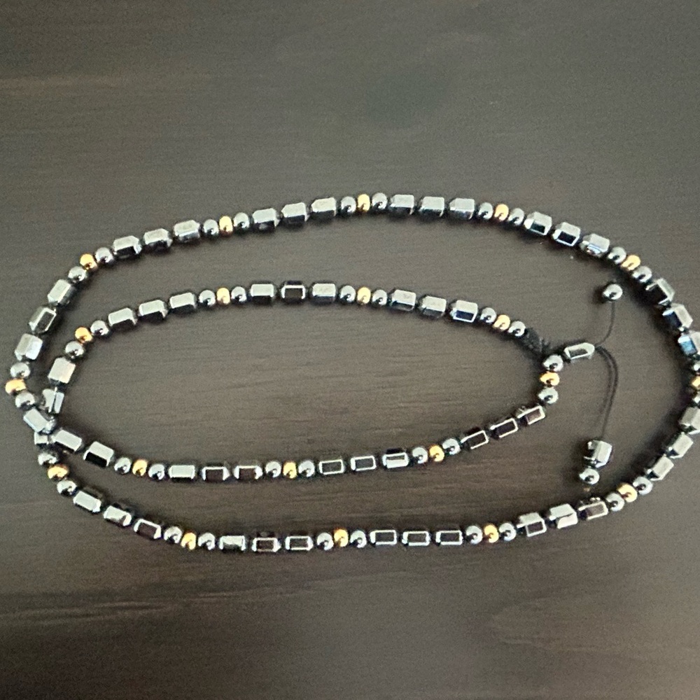 Slender in Size ~ Full on Shine! Hematite and Rose Gold Beaded Necklace